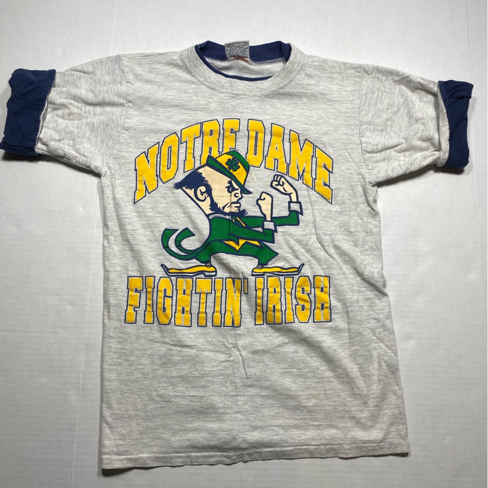 Vintage 90s Fighting Irish Notre Dame T Shirt Single Stitch Football Made In USA